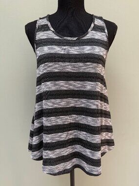 TART Black White Gray Striped Open Back Swing Tank Top Size S